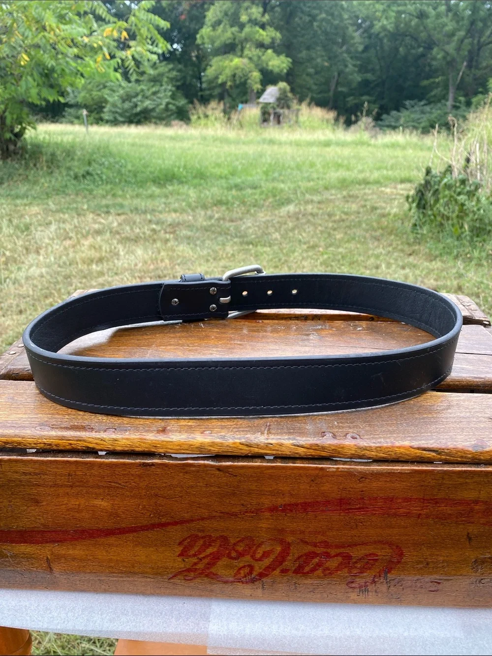 Heavy-Duty Black Full Grain Leather Belt Men's Size 34 - Durable Everyday Style
